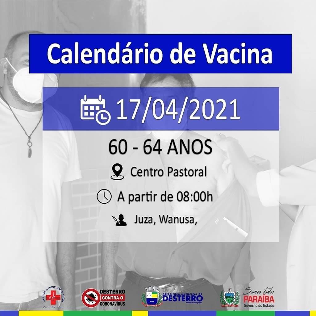 Calendário de Vacinação 16/04/2021