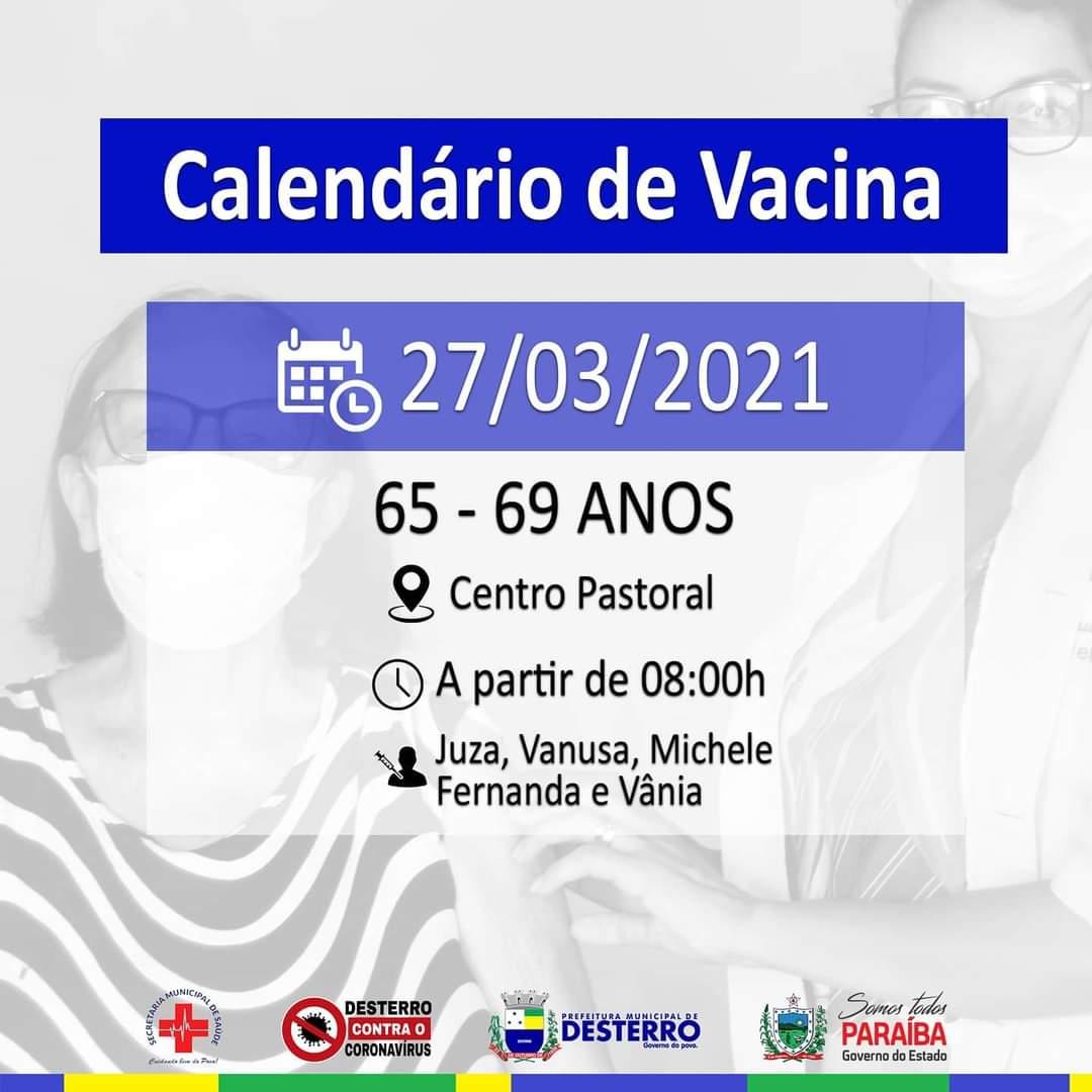 Calendário de Vacinação 26/03/2021