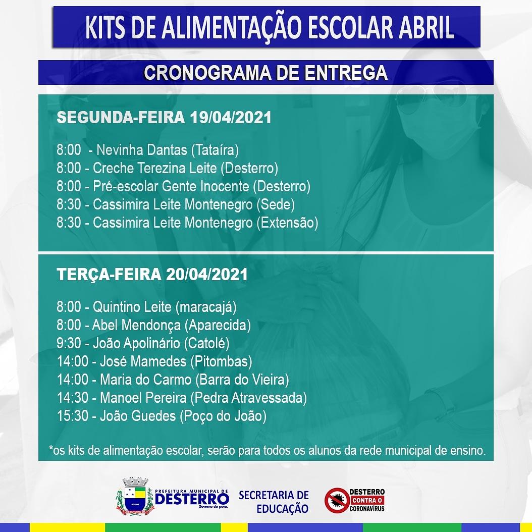 Kits de Alimentação Escolar do Mês de Abril