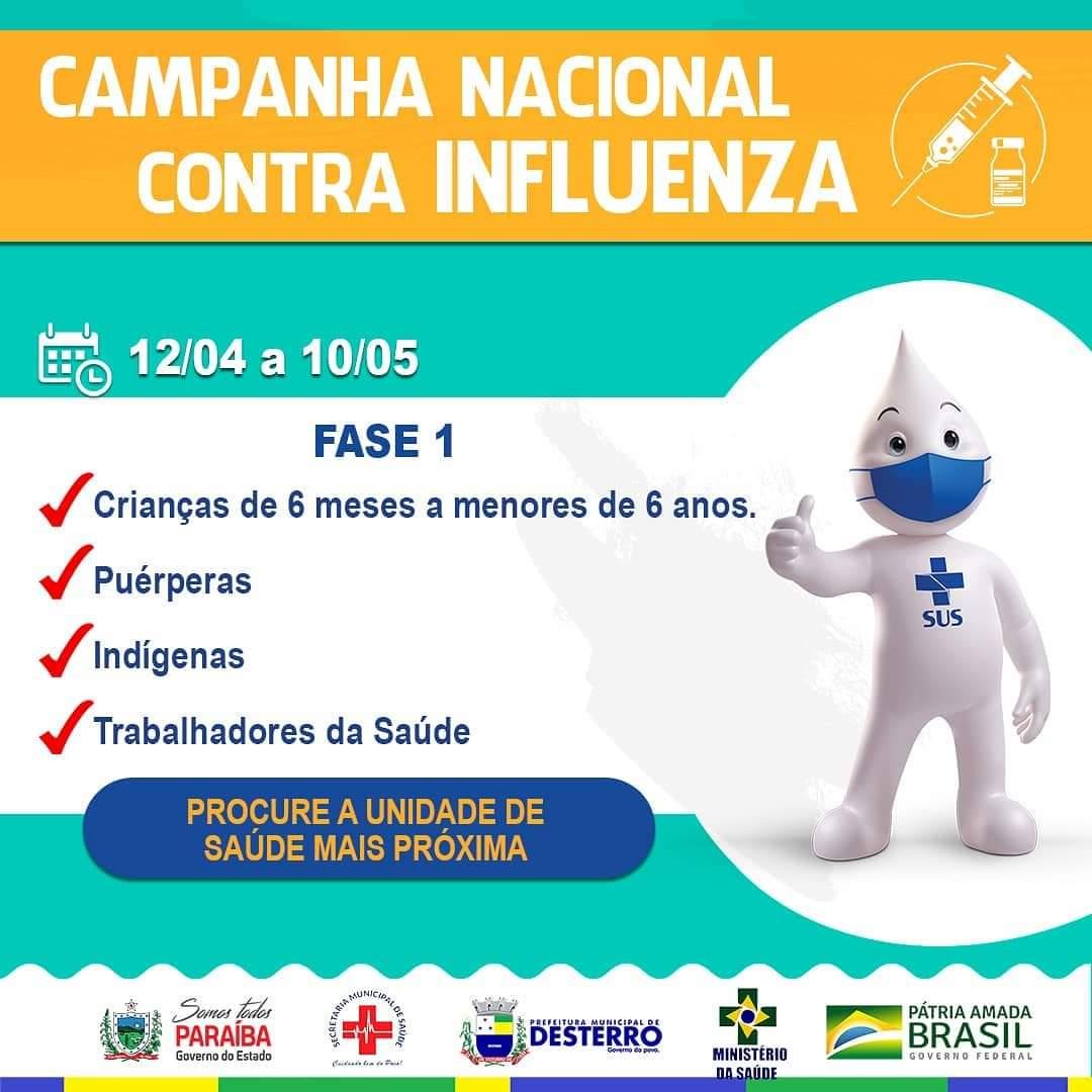 Atenção para os prazo de vacinação contra Influenza.