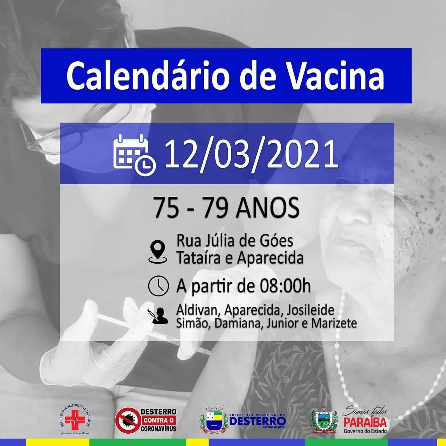 Calendário de Vacinação 12/03/2021