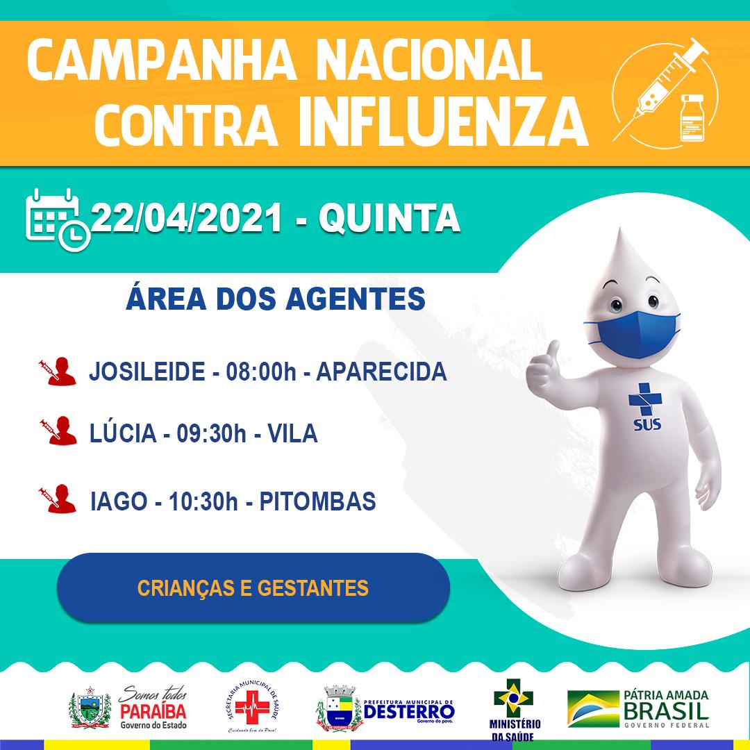 Calendário de Vacinação Influenza 22/04/2021